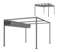 LIA Pergola coulissante Pergola rétractable 4 x 3 m structure métal époxy anticorrosion toile polyester 180 g/m² gris foncé