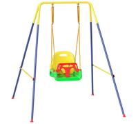 LIA Portique Balançoire Enfants 3-en-1 Balançoire Pliable avec Siège Réglable Intérieur et Extérieur Multicolore