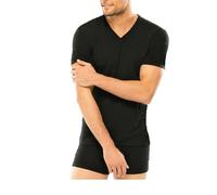 Liabel 3 T Shirt Corps Homme Demi Manches Col V 100% Coton Art. 03828/53, 3 pièces Ass. 2 noirs + 1 bleu, Large