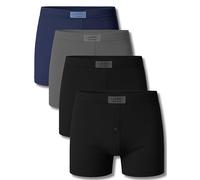 Liabel Boxer Homme Coton Élastique Lot de 4 ou 6) Culotte Homme Boxer en Coton Biélastique - Tailles M-XXL, Boxer bouton - 2 noirs, 1 bleu, 1 gris, L