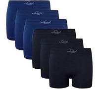 Liabel Slip/Boxer pour homme sans couture - Lot de 6 culottes pour homme en microfibre sans couture fabriquées en Italie, Boxer 3 noirs, 3 bleus, Large-X-Large
