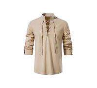 liaddkv Chemise médiévale à lacets pour enfant garçon - Costume de jacobite écossais - Haut classique - Chemises thermiques pour jeunes, kaki, 14-15 ans