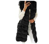 liaddkv Gilet matelassé sans manches en fausse fourrure pour femme - Gilet d'hiver chaud en fausse fourrure - Grandes tailles - Veste d'hiver - Couleur unie - Élégante fourrure synthétique - Manteau