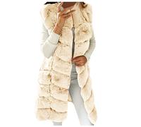 liaddkv Gilet matelassé sans manches en fausse fourrure pour femme - Gilet d'hiver chaud en fausse fourrure - Grandes tailles - Veste d'hiver - Couleur unie - Élégante fourrure synthétique - Manteau