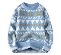 liaddkv Homme et hiver décontracté col montant manches longues vacances plein air laine pull top homme manteau turc, bleu, 3XL