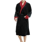 liaddkv Peignoir pour homme en polaire chaude - Pyjama surdimensionné - Long - XXXL - Avec poches - Confortable - Doux - Pour sauna - Léger - Robe de maison, rouge, 5X-Large