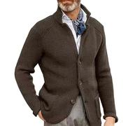 liaddkv _ Sakko Veste de costume en tricot bleu pour homme Coupe droite Automne Hiver Tenue de loisirs Blazer Homme Classique Veste chaude Convient pour fête, date, bal de fin d'année, mariage,