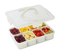 LIAILA Boîte à goûter à compartiments, Snack Box à 8 compartiments avec couvercle et poignée. Boîte à collation portable pour organiser des collations, des bonbons, des biscuits, des noix