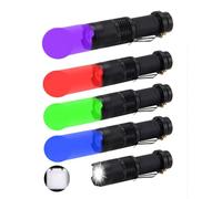 LIAISIMI Lampe de poche LED Lampe de travail multifonctions Mini-lampe portable 3 modes Lampe de poche pliable Idéale pour le camping, la randonnée, la vision nocturne, la pêche de nuit (5, r+b+g+p+w)