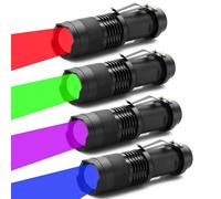 LIAISIMI Lampe de poche LED Lampe de travail multifonctions Mini-lampe portable 3 modes Lampe de poche pliable Idéale pour le camping, la randonnée, la vision nocturne, la pêche de nuit (4, r+b+g+p)
