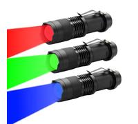 LIAISIMI Lampe de poche LED Lampe de travail multifonctions Mini-lampe portable 3 modes Lampe de poche pliable Idéale pour le camping, la randonnée, la vision nocturne, la pêche de nuit (3, r+b+g)
