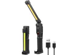 LIAISIMI LED lampe de travail,180 ° lampe de travail pliable avec aimant & crochet & pince,3 côté 7 mode de lumière,pour atelier réparation d'auto camping (Black-1 Pack)