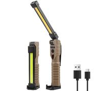 LIAISIMI LED lampe de travail,180 ° lampe de travail pliable avec aimant & crochet & pince,3 côté 7 mode de lumière,pour atelier réparation d'auto camping (Brown-1 Pack)