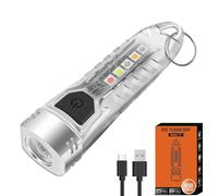 LIAISIMI Mini lampe de poche porte-clés - 400 lm - LED rechargeable - Lampe de poche avec lumière latérale - 12 modes avec lumière latérale UV rouge bleu jaune - IPX6 pour un usage quotidien