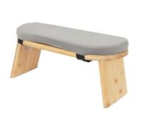 LIAIZE Banc de méditation en bambou - 44 x 19 x 21 cm - Pliable - Angle d'inclinaison de 5° vers l'avant - Ergonomique - Couleur bois + gris