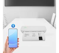 LIAIZE Imprimante thermique Bluetooth, 29 x 9 x 5,8 cm, portable, avec 3 rouleaux de papier, imprimante mobile sans fil, pour impression texte et graphique, blanche