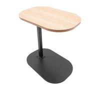 LIAIZE Table d'appoint en forme de C, 45 à 80 cm, hauteur réglable, pivotante à 360 °, pour salon, table basse moderne, en bois, noire