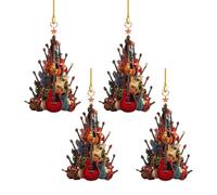 Liakyunf 4 Pièces Ornements De Noël pour Guitare Rock, Ornement d'arbre Noël pour Musicien, Fournitures De Décoration De Maison Suspendu