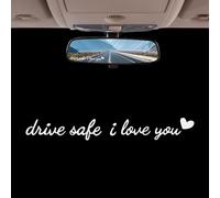 Liakyunf Autocollant Rétroviseur Intérieur,Conduis Prudemment Je T aime Autocollant Miroir Voiture,Décoratif Intérieur SUV Automoto Pare-brise Table de Bord - Cadeau Anniversaire Conducteurs
