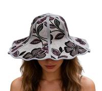 Liakyunf Chapeau Soleil - Couvre-Chef Chinois Pliable Anti-UV - Capeline Éventail à Imprimé Floral,pour Femmes, Filles, Plage, Voyage, randonnée, Pique-Nique, Camping, au Quotidien,