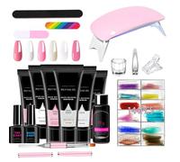 Liakyunf Kit d'extension d'ongles en gel - 6 couleurs - Outil de manucure avec lampe UV - Pour voyage, extérieur, école, petite amie, épouse, amie, sœur, fille