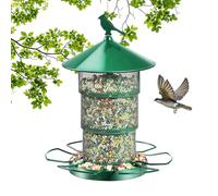 Liakyunf Mangeoire pour oiseaux sauvages, 3 couches de grande capacité en métal - Mangeoire pour pinsons, corneilles, femmes, maman, fenêtre de jardin, terrasse