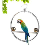 Liakyunf Perchoir pour Oiseaux, Grille Circulaire Suspendue en Acier Inoxydable, Perchoir d'Entraînement Circulaire avec Crochet et Bols de Nourriture, pour Cage Intérieur Extérieur Jardin Balcon