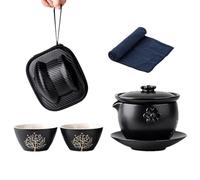 Liakyunf Service à thé chinois - Service à thé portable empilable, tasses antidérapantes et anti-brûlure pour Noir Pu-Erh Oolong Vert