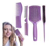Liakyunf Set de Coiffure pour Femmes | Peigne Démêlant Pliable Pour Coiffeur,4 Pièces Peignes et Brosses à Tresses,Pour Cheveux Longs Courts Bouclés Raides Épais Maison Voyage Cadeau Hommes