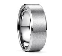 Lian Bague de fiançailles en acier inoxydable pour homme avec bords biseautés Argenté/noir/doré 4 mm/6 mm/8 mm