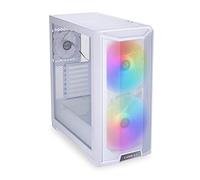 Tour midi Lian Li LANCOOL 215 Boîtier, Boîtier gaming blanc 2 ventilateurs LED pré-installés, 1 ventilateur pré-installé