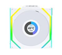 Lian Li Uni Fan SL - LCD sans fil 120 - Ventilateur ARGB - Affichage LCD de 1,6 pouces - Commande sans fil de 2,4 GHz - Driver sans fil non inclus et nécessaire pour son utilisation - Blanc