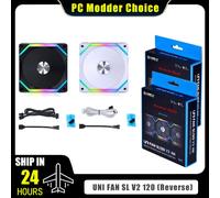 LIAN LI UNI FAN SL V2 SL120V2 lame inversée 10% performance version améliorée ventilateur RVB, paquet unique, noir/blanc Black 1pce-Reverse