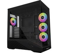 LIAN LI Vector V100 Boîtier PC noir - Tour ATX Midi avec verre trempé, éclairage RVB, 4 ventilateurs de 120 mm, espace pour radiateur 360 mm, GPU jusqu'à 415 mm, compatible Back Connect