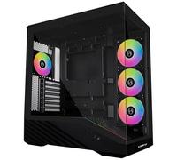 LIAN LI Vector V100 Boîtier PC noir - Tour ATX Midi avec verre trempé, éclairage RVB, 4 ventilateurs de 120 mm, espace pour radiateur 360 mm, GPU jusqu'à 415 mm, compatible Back Connect