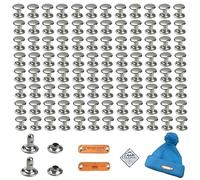 LIANCHEN 100 Sets de Rivets de Grand livre Pour Étiquettes en Cuir, Pièces Rivets Creux à Double Tête,Étiquettes Vêtements Cuir Pu Avec Rivets pour le travail du cuir, Argent 7mm