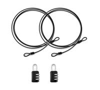 LIANCHEN 2 Pièces Câble à Boucles avec Serrure 3mm Câble Sécurité Verrouillageen en Acier Inoxydable Cable de Securite en Acier avec Double Boucle pour Vélo à Câble, Vélo Skateboard (Noir)