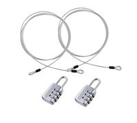 LIANCHEN 2 Pièces Câble à Boucles avec Serrure 3mm Câble Sécurité Verrouillageen en Acier Inoxydable Cable de Securite en Acier avec Double Boucle pour Vélo à Câble, Vélo Skateboard (Argent)