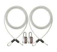 LIANCHEN Lot de 2 câbles antivol de 4 mm - Câble de sécurité tressé - Passant de sécurité - Câble de sécurité en acier avec dragonne - Longueur : 2 m (argent, 4 mm)