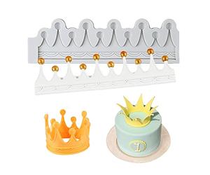 LIANCHEN Moule à Pâte à Sucre en Forme de Couronne Grise 3D en Silicone pour Décoration Fondant et Bonbons (A)
