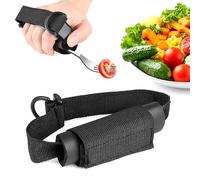 LIANCHEN Porte-ustensiles à dragonne Universelle élastique Réglable Sangle de Support de Manchette Adaptateur Aide Manger Ustensiles Porte-ustensiles pour Personnes Agées et Handicapées (Noir 1pcs)