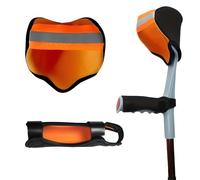 LIANCHEN Protections de béquille d'avant-bras avec bandes réfléchissantes Manchette ouverte coude béquille poignée à main couvre ensembles Universel pour personnes âgées et handicapées (Noir-orange)