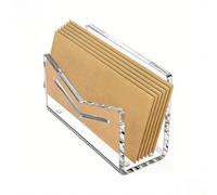 LIANFOND Organiseur de courrier élégant en acrylique noir avec découpe en forme de V, trieur de lettres de bureau pour bureau à domicile, 15,2 x 6,3 x 10,2 cm