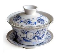 Liang baobao Service à thé traditionnel Gaiwan avec couvercle et soucoupe en céramique faite à la main Motif fleur 300 ml