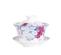 Liang baobao Service à thé traditionnel Gaiwan avec couvercle et soucoupe en céramique faite à la main Motif fleur 300 ml