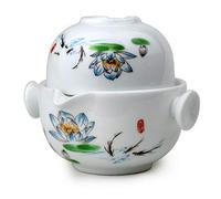 Liang baobao Théière pratique en porcelaine émaillée blanche (lotus)
