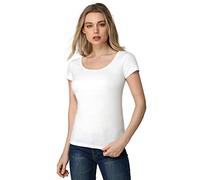 Liang Rou T-Shirt Modal-Spandex striés Extensible de Cou dégagé de Femmes S
