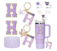 Liangang Stanley Ensemble d'accessoires pour tasses, compatible avec 887,5 g et 1200 ml, comprend un couvercle de paille, un coffre, un bouchon, une breloque de poignée et un autocollant (lettre H)