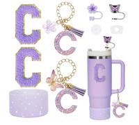 Liangang Stanley Lot de 9 accessoires pour tasse - Compatible avec les tasses Stanley de 887 ml et 1200 ml, comprend 2 couvercles de paille, un coffre, un bouchon anti-déversement, 2 breloques de