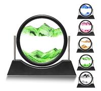 Liangding Sablier Decoratif 3D Cadre Sable Mouvant, Art de Sable Image Dynamique, Cadre Sablier en Verre Rond, Décoration de Bureau Maison, pour Enfants Adolescents Adultes Cadeaux (Vert, 7")